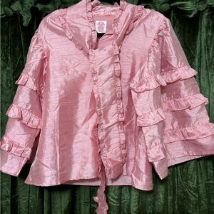 Pink Ruffled Blouse Elizabeth Wilson